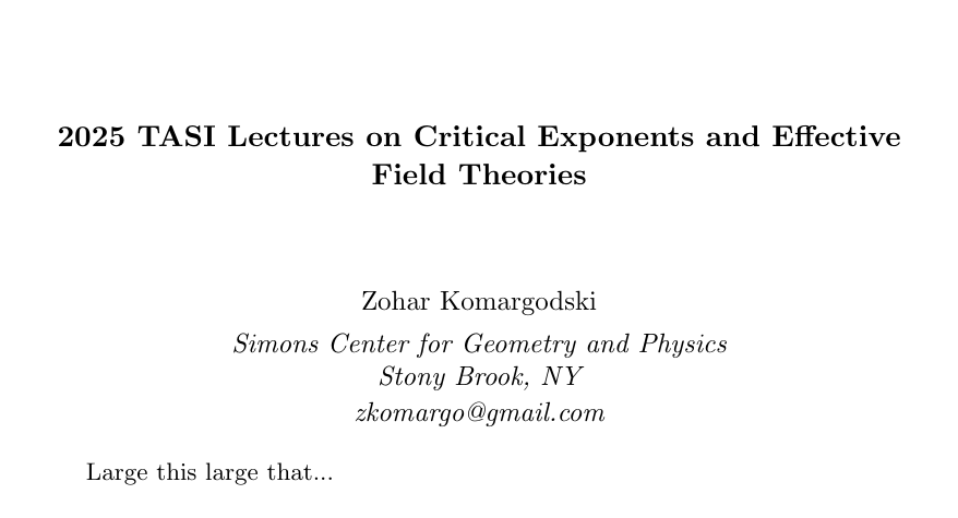 Title page of the 2025 TASI lecture notes